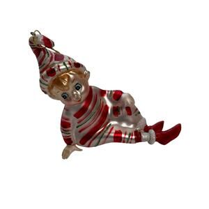 Christmas Ornament by Robert Stanley Peppermint Candy Stripe ELF Blown Glass